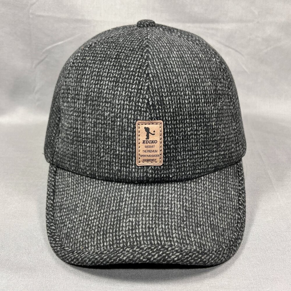 Ediko Golf Strap Back Cap Hat Gray Winter Golfing Ear Flaps Outdoor Cold Mens
